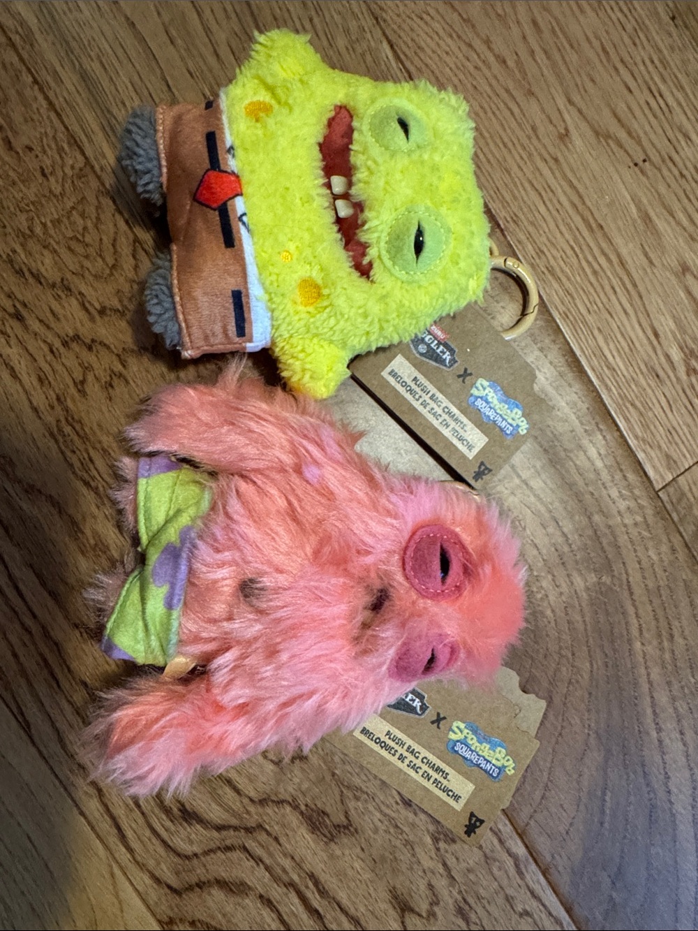 Brand New Fuggler SpongeBob & Patrick Star Plush Keychain Pair